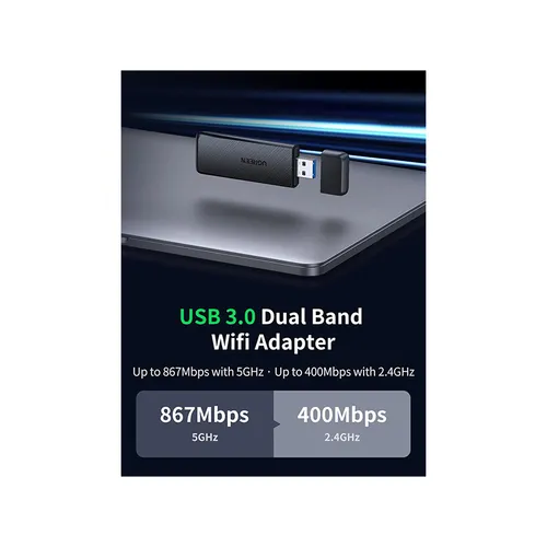 UGREEN 50340 AC1300 5Ghz &amp; 2.4Ghz Dual Band USB WiFi Adapter