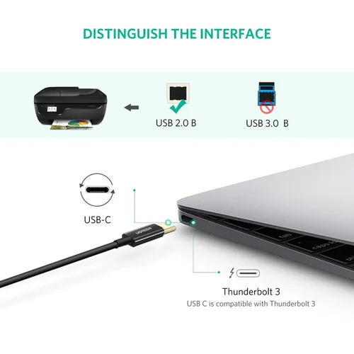 UGREEN 50446  USB-C to USB-B 2.0 Printer 2M Cable