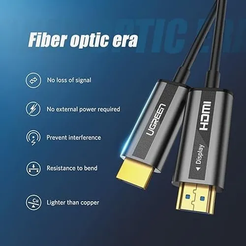 UGREEN 50717 HDMI 4K Fiber Zinc Alloy Shell Male to Male 10M Optical Cable