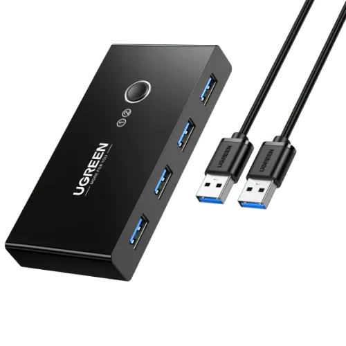 UGREEN 50744 USB 3.0 4-Port Switch With 2 Port USB Male Cable