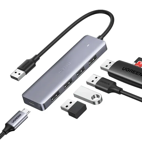 Ugreen 50985 USB Hub 3.0 Ultra Slim 4 Port USB 3 Hub with 5Gbps Data Transfer