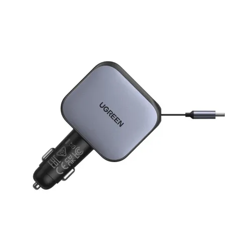 UGREEN 55212B 60W Nexode Fast Car Charger With Retractable USB-C Cable