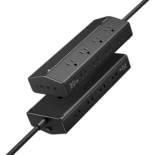 UGREEN 55318 10 in 1 6 Way Power Strip with 1x USB Type C &amp; 3x USB A 1.5M Extension Cord