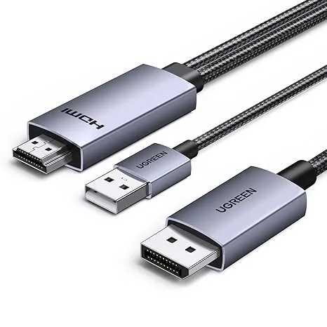 UGREEN 55329 HDMI to DisplayPort Cable 2m One-way 4K@60Hz 1440P@144/120Hz 1080P@240Hz HDMI DP Adapter