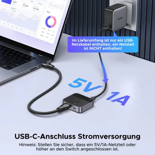 UGREEN 55452 2-In-1 Out 4K@60Hz USB-C+HDMI Switch
