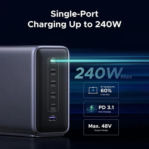 UGREEN 55551B 500W 6-Port Nexode GaN Desktop Fast Charger