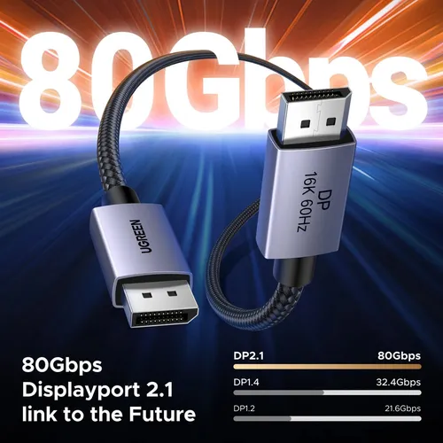 UGREEN 55568 DisplayPort Aluminum Alloy Shell Male to Male 2M Cable