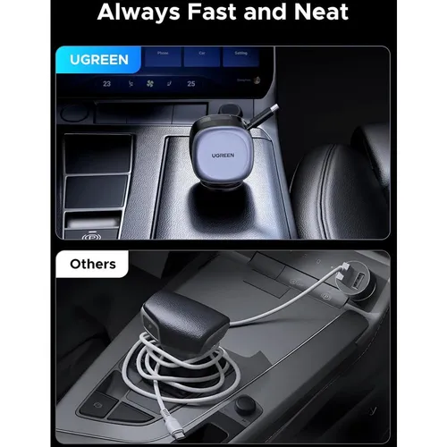 UGREEN 55653 75W Fast Car Charger with Retractable Cable