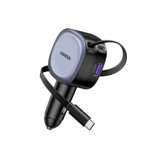 UGREEN 55653 75W Fast Car Charger With Retractable Cable