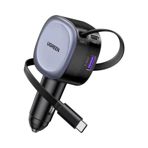 UGREEN 55653 75W Fast Car Charger with Retractable Cable