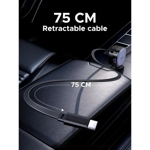 UGREEN 55653 75W Fast Car Charger with Retractable Cable