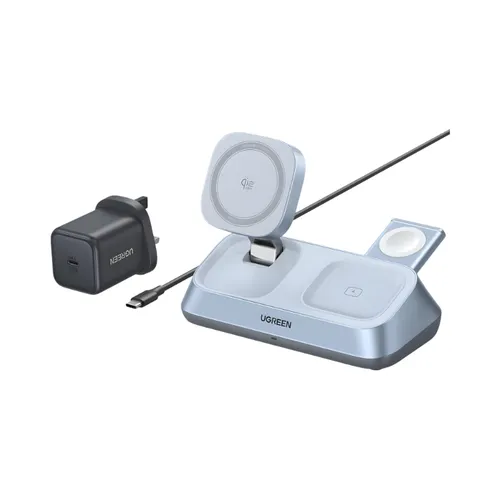 UGREEN 55678 MagFlow Qi2 25W 3-in-1 Magnetic Wireless Charger UK W711