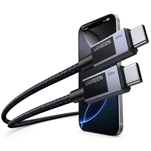 UGREEN 55765 USB-C to USB-C 60W Fast Charging Braided Cable 3A Max Space Gray 1M L524