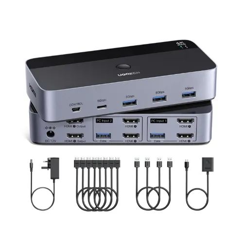 UGREEN 55851 DisplayPort Dual Monitor KVM Switch 2 In 2 Out