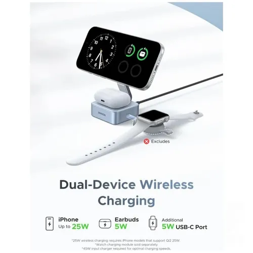 UGREEN 55960B 25W Qi2 2-in-1 MagFlow Magnetic Wireless Charger