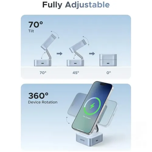 UGREEN 55960B 25W Qi2 2-in-1 MagFlow Magnetic Wireless Charger