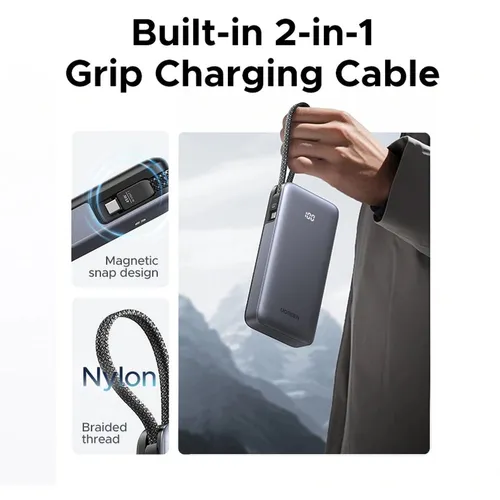 UGREEN 55988B 20000Mah 45W Power Bank with Type-C Built-in Cable