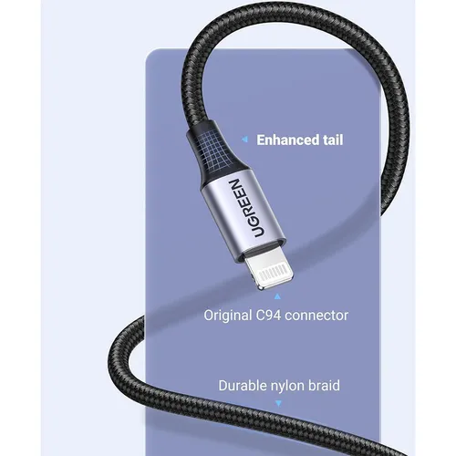 UGREEN 60158 MFi Certified 2.4A Nylon Braided USB to Lightning 2M Cable