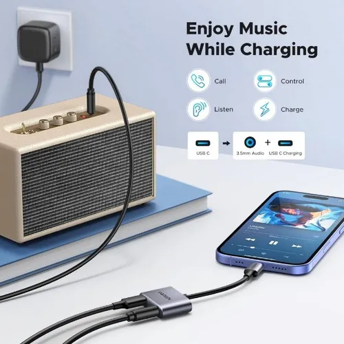 UGREEN 60164 Type-C to 3.5mm Audio with PD Charging Adapter