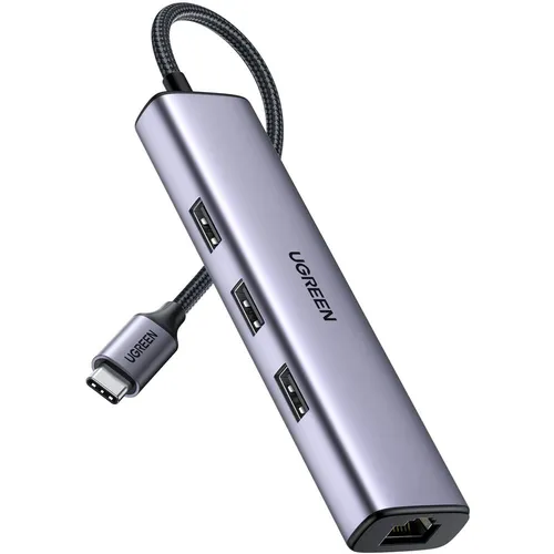UGREEN  60600 Type-C to  3×USB 3.0 5Gbps /RJ45 Gigabit Ethernet 4 Port Type-C Multifunction Hub