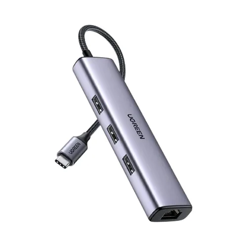 UGREEN 60600 Type-C to 3×USB 3.0 5Gbps /RJ45 Gigabit Ethernet 4 Port Type-C Multifunction Hub