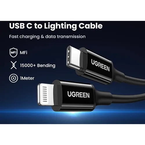 UGREEN 60624 20W Type-C PD Fast Charger UK +Type-C to Lightning MFI Certified 1M Cable Suit