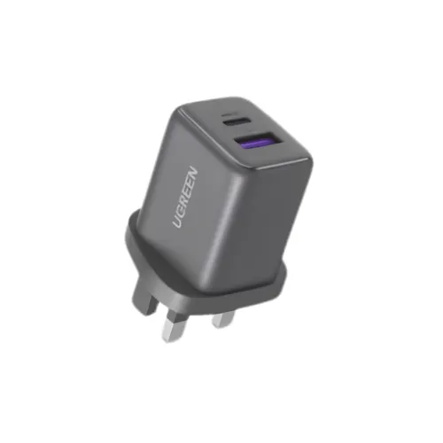 UGREEN 65036 30W 2-Port GaN Fast Charger UK Plug Space Gray X516