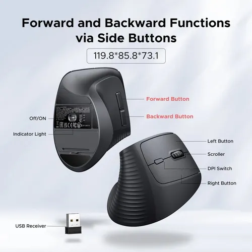 UGREEN 65042 Bluetooth & Wireless Vertical Mouse
