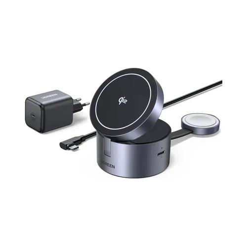 UGREEN 65148 3-in-1 25W Qi2 Magnetic Wireless Charger With EU 45W Charger