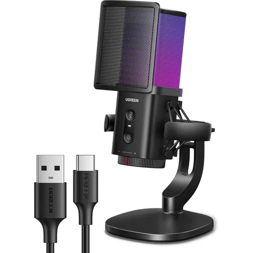 UGREEN 65629 Noise-Cancelling RGB 7 Light USB Desktop Microphone