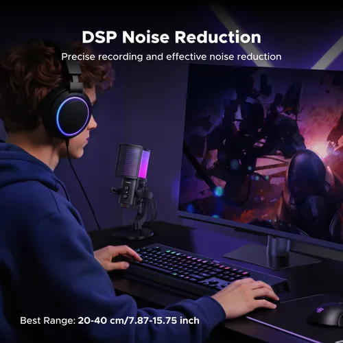 UGREEN 65629 Noise-Cancelling RGB 7 Light USB Desktop Microphone