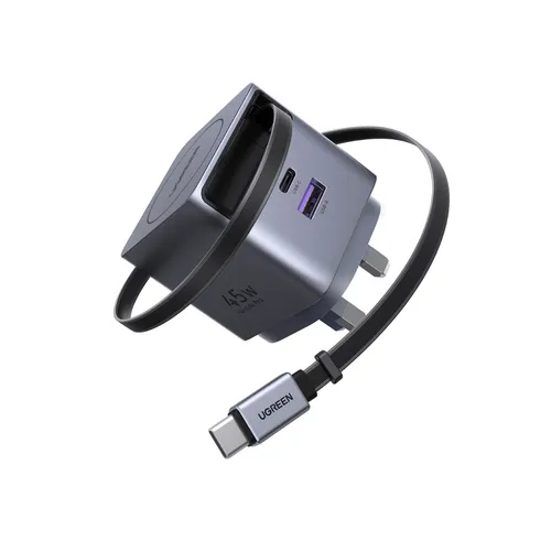 UGREEN 65823 Nexode Pro 45W GaN Charger with Retractable USB-C Cable