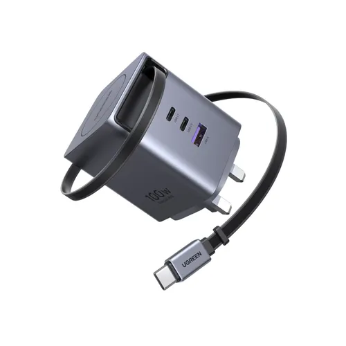 UGREEN 65829 Nexode Pro 100W GaN Charger with Retractable USB-C Cable