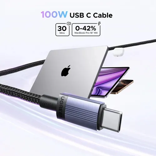 UGREEN 65832 100W 1 Meter Type-C to Type-C PD Fast Charging Cable – L528