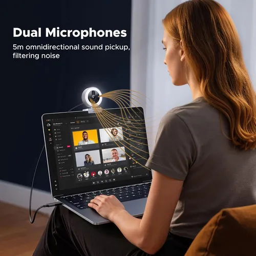 UGREEN 65857 2K 30FPS USB HD Webcam with Fill Ring Light