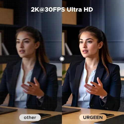 UGREEN 65857 HD 2K 30FPS Webcam with Ring Light