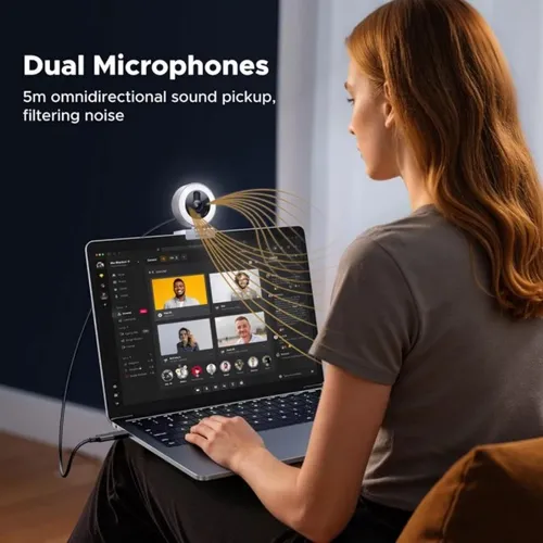 UGREEN 65857 HD 2K 30FPS Webcam with Ring Light