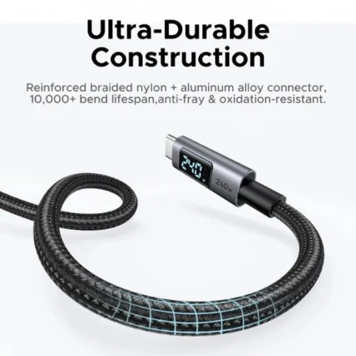 UGREEN 65866 240W Smart Digital Display PD USB-C to USB-C 1M Fast Charging Cable