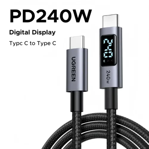 UGREEN 65867 240W Smart Digital Display Type-C to Type-C PD 2M Fast Charging Cable