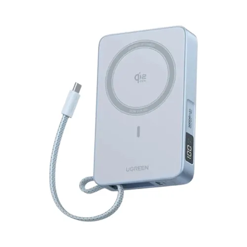 UGREEN 65958B 25W 10000mAh Magflow QI2 Magnetic Wireless With Type-C Built-in Cable Power Bank