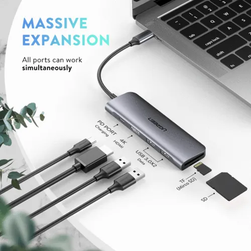 UGREEN 70411 6-in-1 USB-C PD with 4K HDMI Multifunctional Adapter
