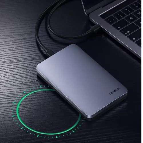 UGREEN 70498 Aluminum Alloy 2.5-Inch 6Gbps SATA External Hard Drive Enclosure With USB to Type-C Cable