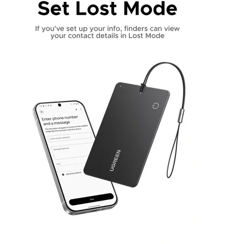 UGREEN 75644 Finder Slim Pro Tracker Android Find Hub + Apple Find My