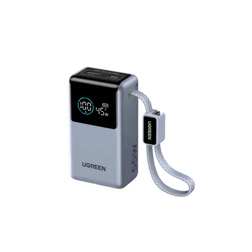 UGREEN 75701B  10000mAh 55W Nexode Pro Smart Digital Display Mini Power Bank with Build-in Type-C Cable  PB727