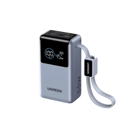 UGREEN 75701B Nexode Pro 55W 10000mAh Fast Charging Power Bank with Built-In USB-C Cable & Digital Display