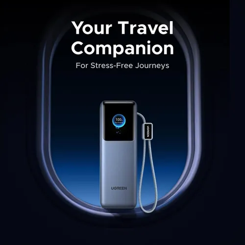 UGREEN 75702B 200W 25000mAh Smart Display Power Bank with Built-in and Retractable Cables