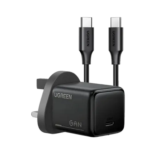 UGREEN 75956 25W Type-C GaN UK Pin Fast Charger  with 1M Type-C to Type-C Set