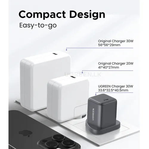 UGREEN 75958  Type-C 30W GaN Fast Charger UK with Type-C to Type-C Cable