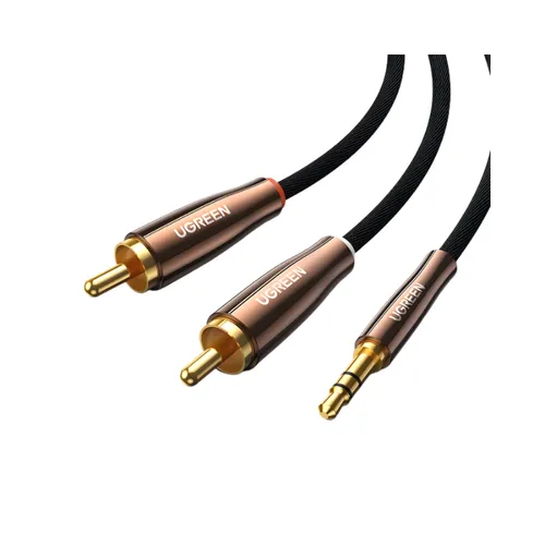 UGREEN 80847 3.5mm Male To 2*RCA Copper Case Braided Aux Cable 2M