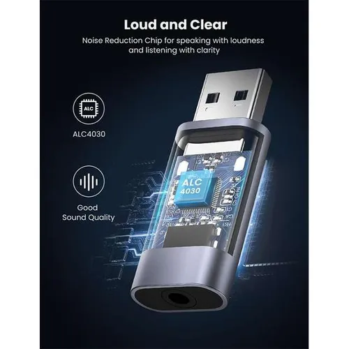 UGREEN 80864 2 in 1 USB External Sound Card Audio Adapter